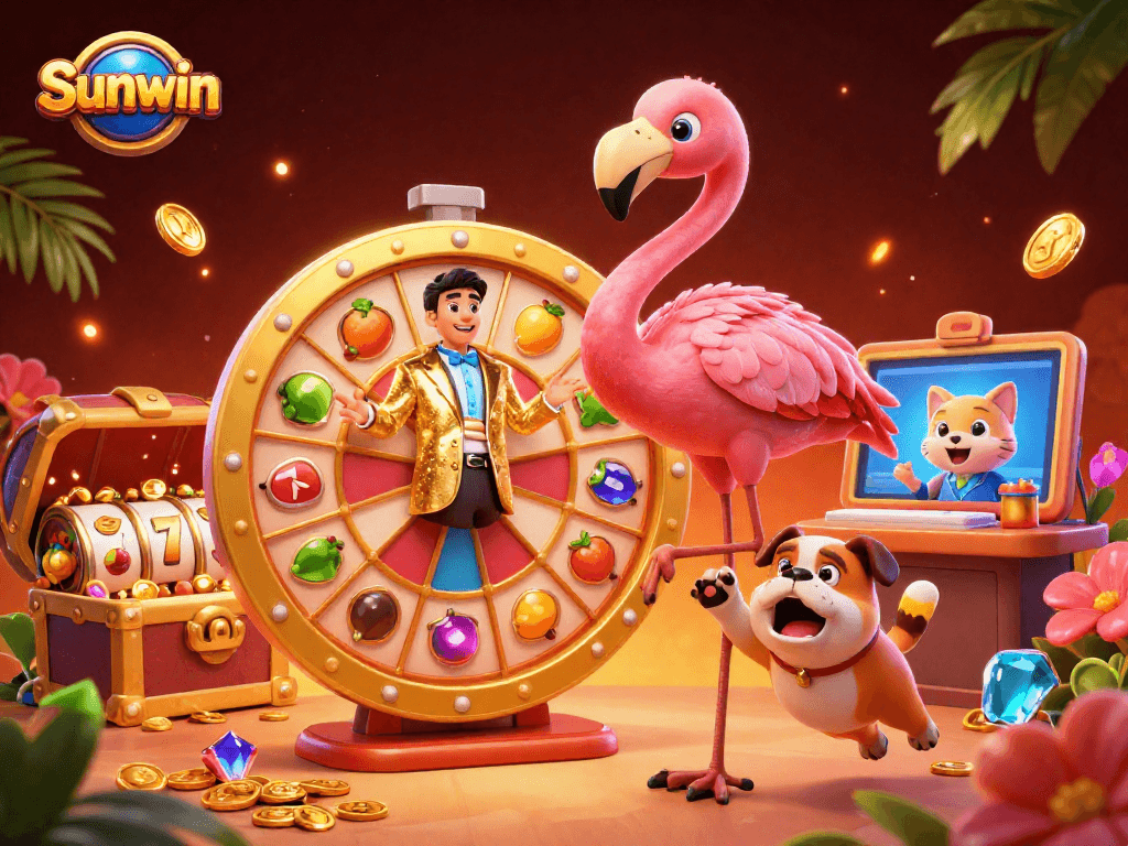 Engage with Sunwin's thrilling gaming experience, featuring vibrant animated characters and dynamic prizes.
