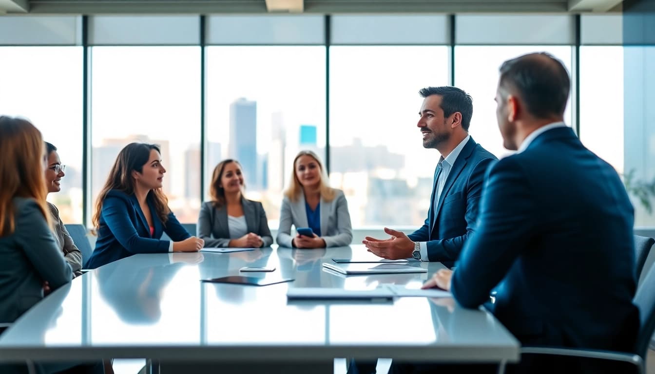 Headhunter Schweiz in einem modernen Büro beim Gespräch mit Klienten.