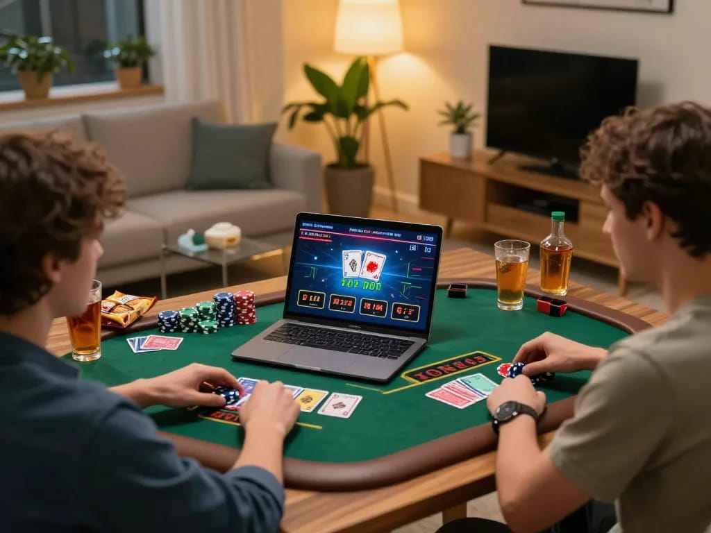 Player enjoying SC88 online casino with live dealer gameplay at home, capturing excitement and strategy.