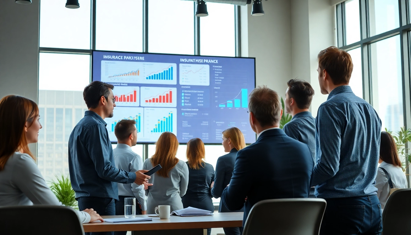 Versicherungsvergleich durch professionelle Personen in einem modernen Büro, das Engagement und Zusammenarbeit zeigt.