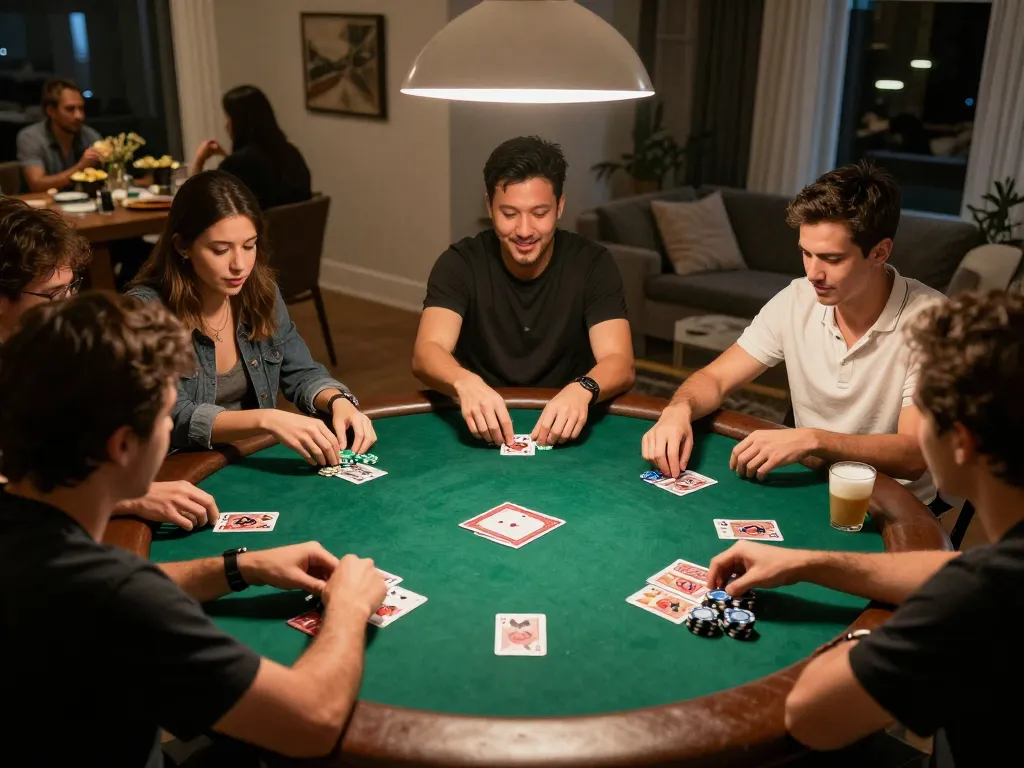 Enjoying a thrilling poker game on trang chủ UU88 with friends, showcasing competitive play and excitement.