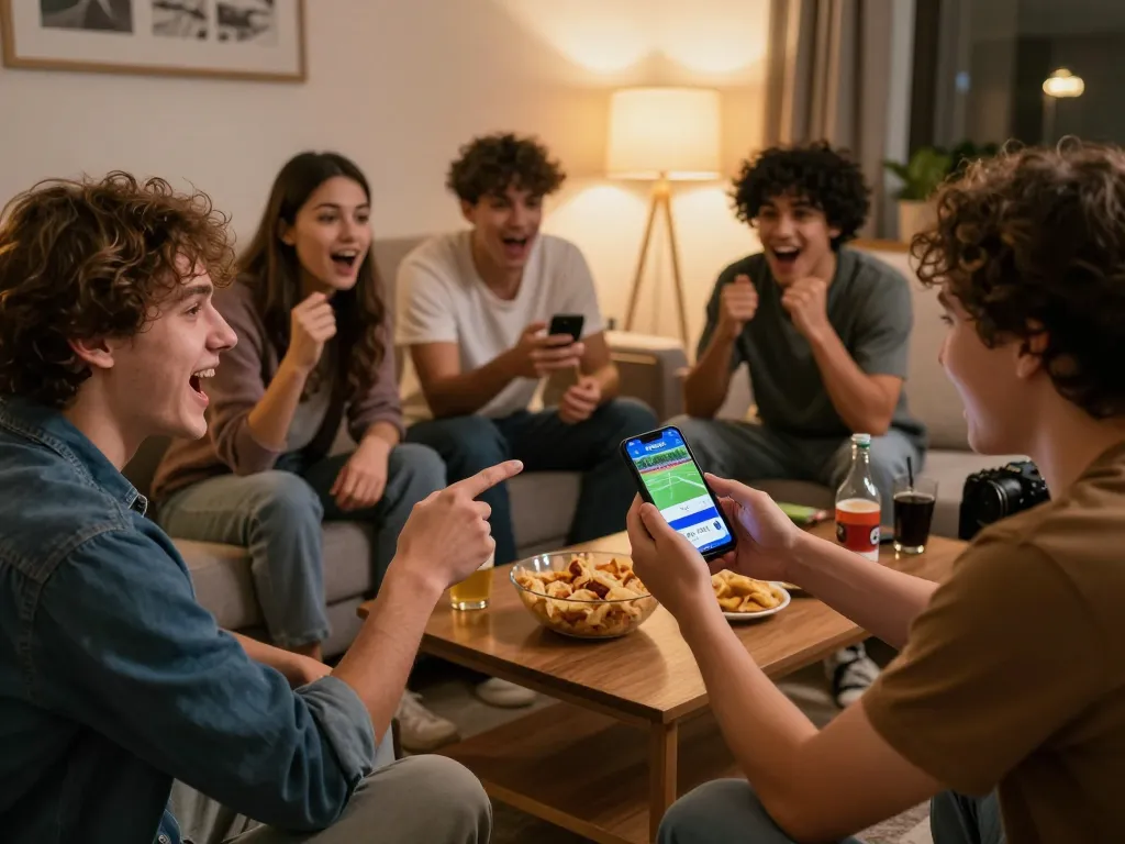 Socolive app displayed on smartphone during an exciting sports betting session in a cozy home setting.