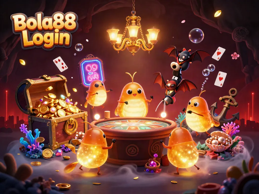 Experience seamless access to Bola88 Login in this vibrant 3D casino scene.