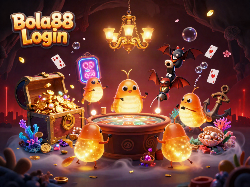 Experience seamless access to Bola88 Login in this vibrant 3D casino scene.