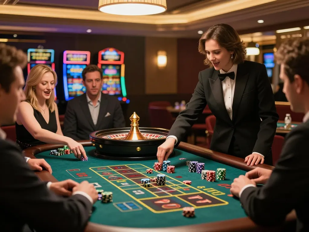 VT88 players enjoying an engaging roulette game at an upscale casino.