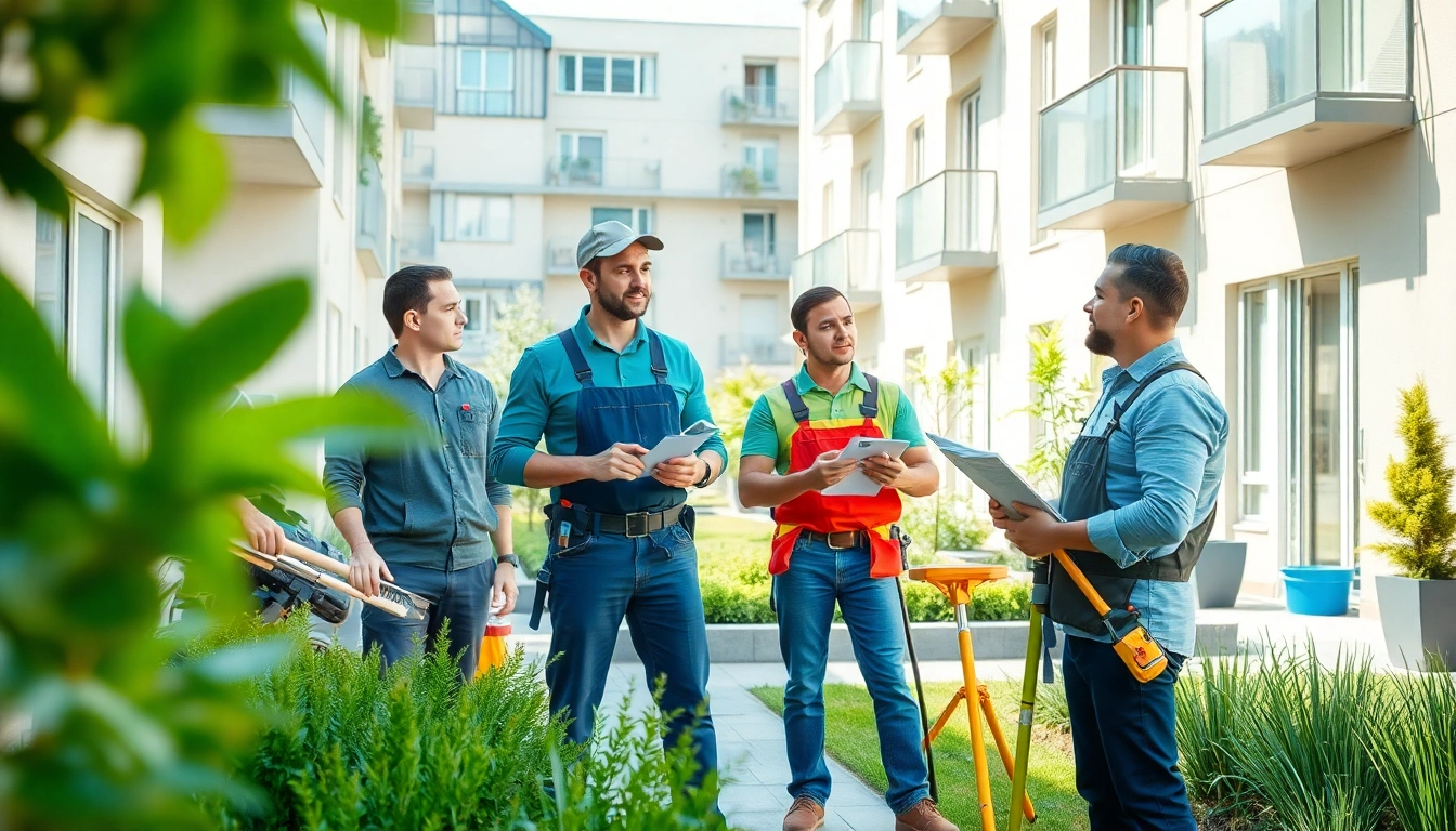 Hausmeisterservice München am Werk in einer modernen Wohnanlage mit frischen Farben.
