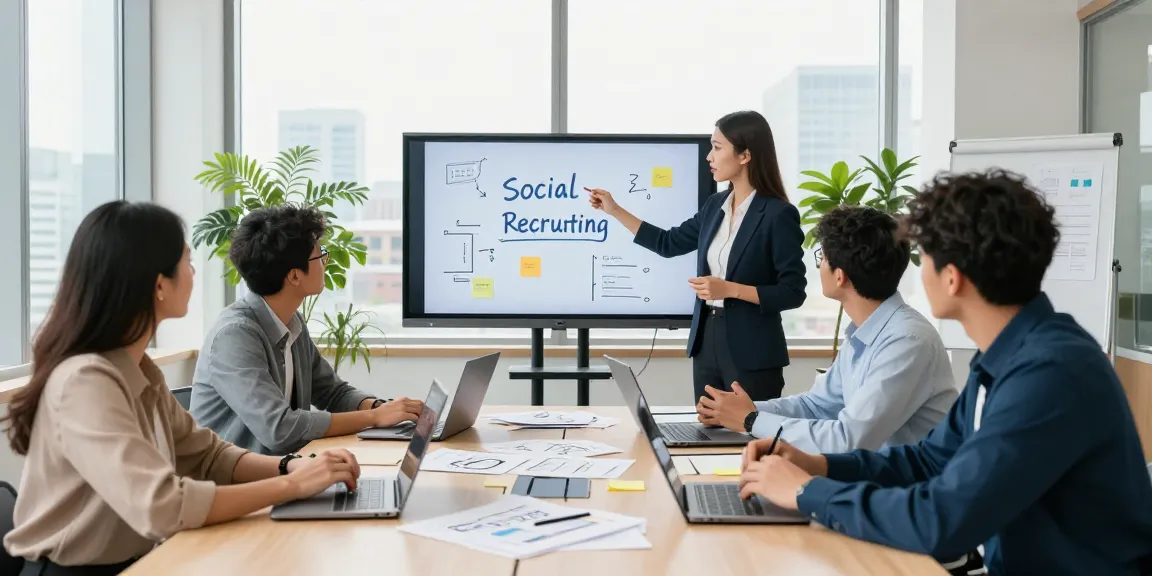 Professionelle Besprechung in einer Social Recruiting Agentur
