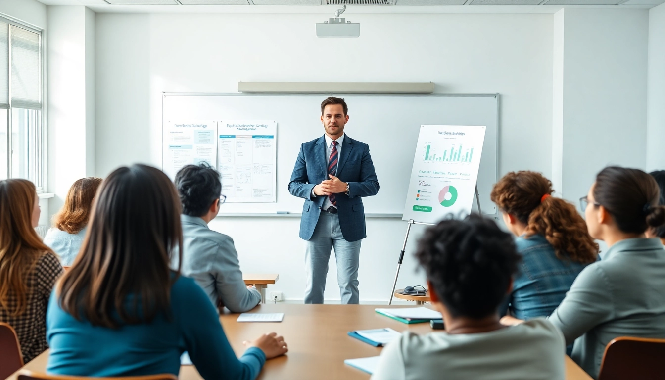 Krisenpräventionsintervention Instructor Training mit engagierten Teilnehmern in einem Klassenzimmer.