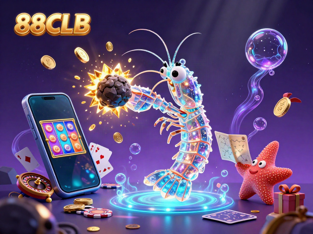88CLB interactive gaming scene featuring galactic elements with vibrant casino animations and glowing characters.