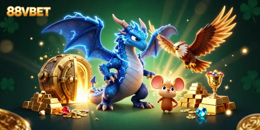 Bet on thrilling adventures with 88VBET, featuring a dynamic digital scene and captivating gaming elements.