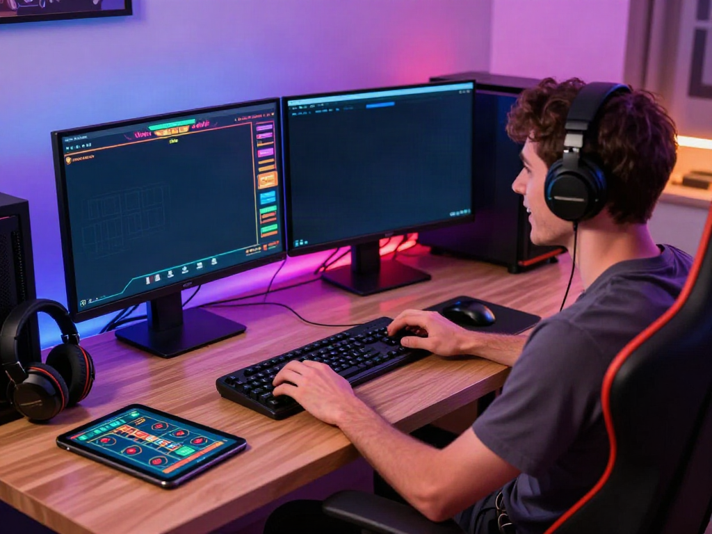 Immersive ku88 online gaming setup featuring a player engaged in live casino action.