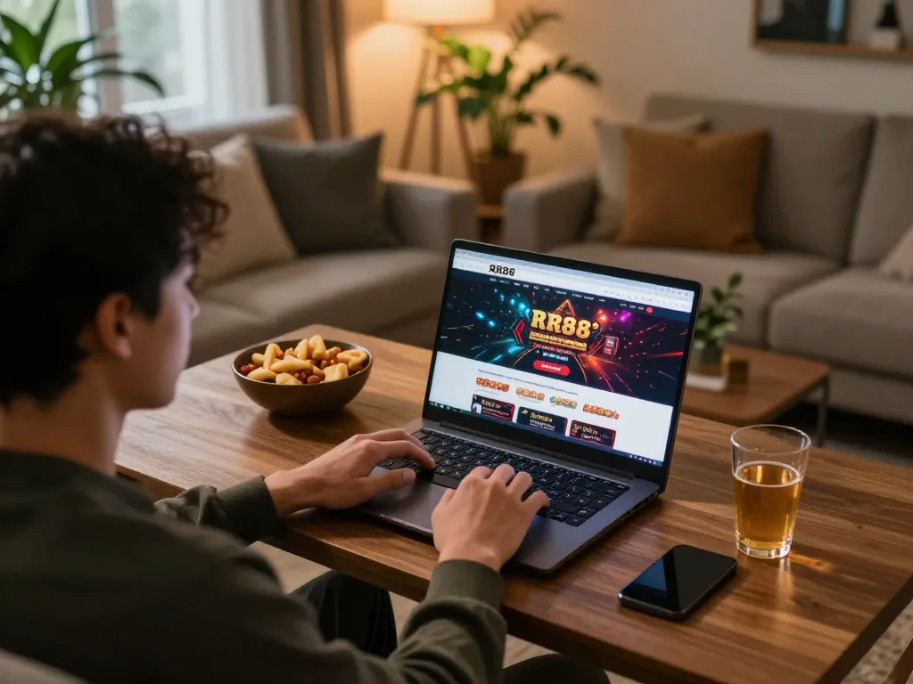 Have fun playing poker at RR88's online casino setup with cozy ambiance.