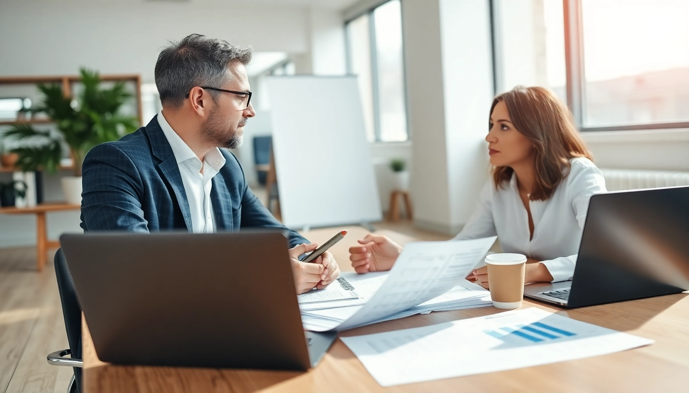 Schuldnerberatung für Selbstständige: A business consultant guiding a self-employed person.