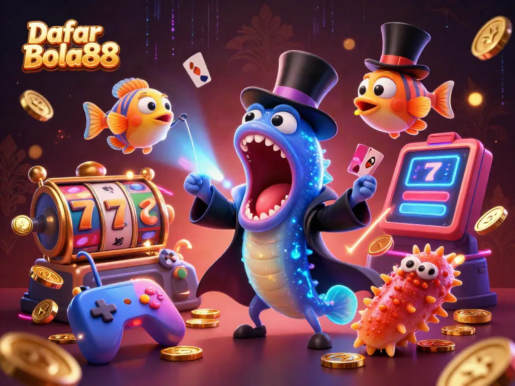 Experience the magic of Daftar Bola88 with vibrant casino elements and captivating characters.