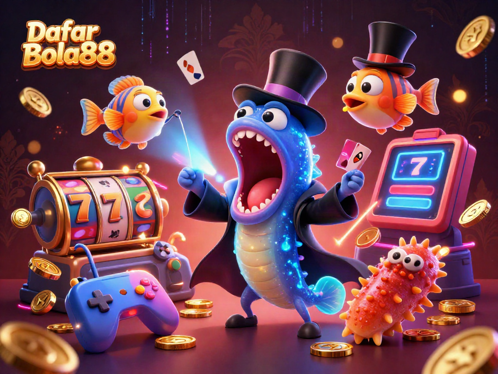 Experience the magic of Daftar Bola88 with vibrant casino elements and captivating characters.
