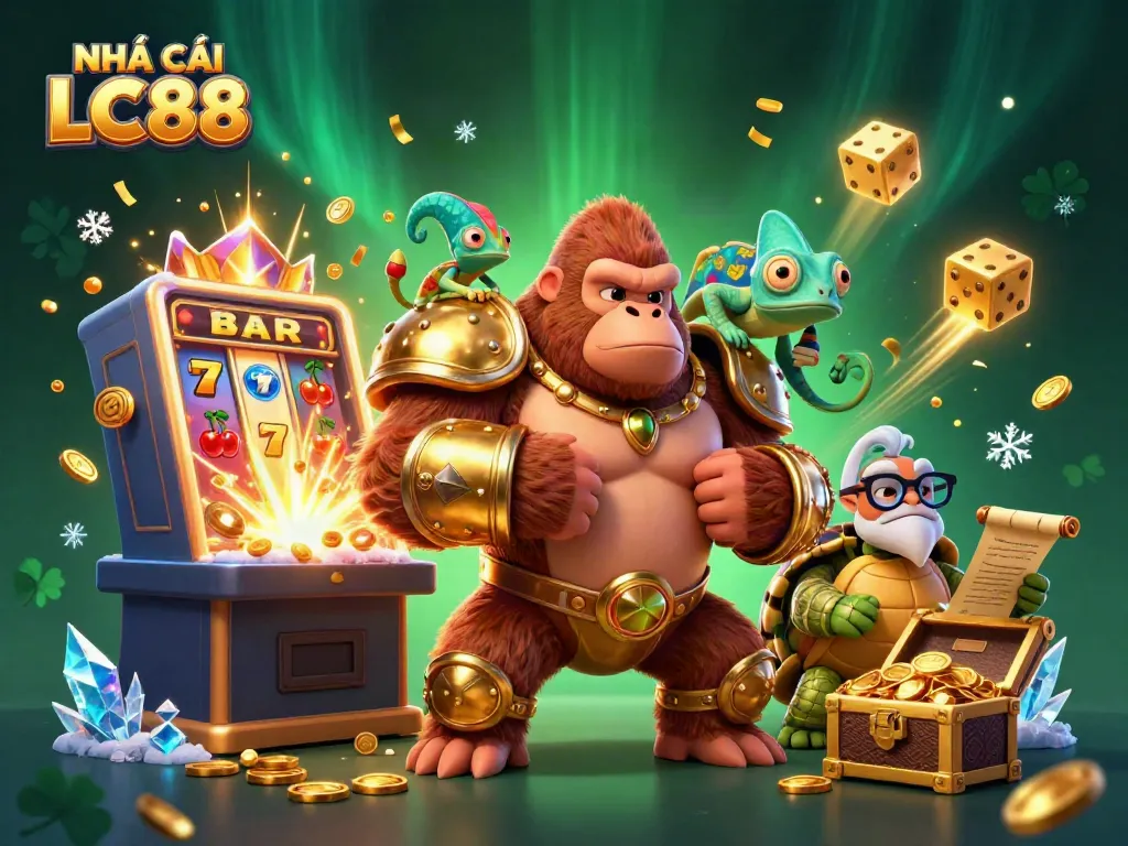 Experience the excitement of NHÀ CÁI LC88 with a thrilling casino scene full of action and vibrant colors.
