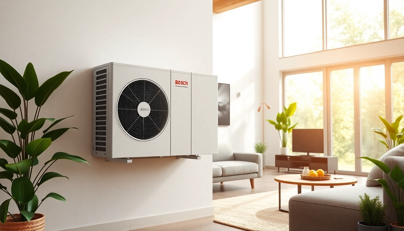 Die wärmepumpe bosch in einem modernen Wohnraum zeigt stilvolles Design und Effizienz.