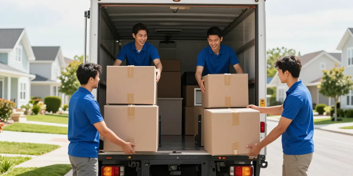 Professionelle Umzugsunternehmen Ludwigshafen packen Möbel sorgfältig in Umzugswagen.