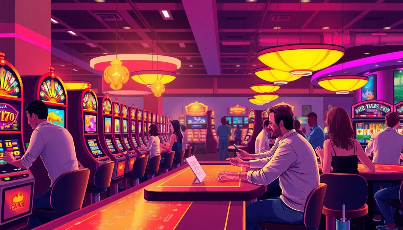 Erlebe die besten Spiele in Online Casinos Österreich mit einem modernen, lebendigen Design und fröhlichen Spielern.