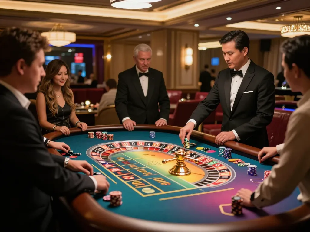 Nohu players enjoying an exhilarating roulette game in a vibrant casino atmosphere.