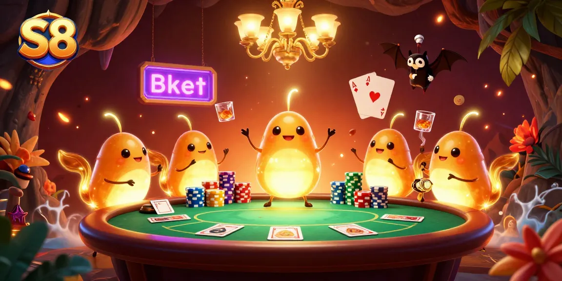 Engage in thrilling S8 poker gameplay amidst glowing glowworms in a magical cave casino.