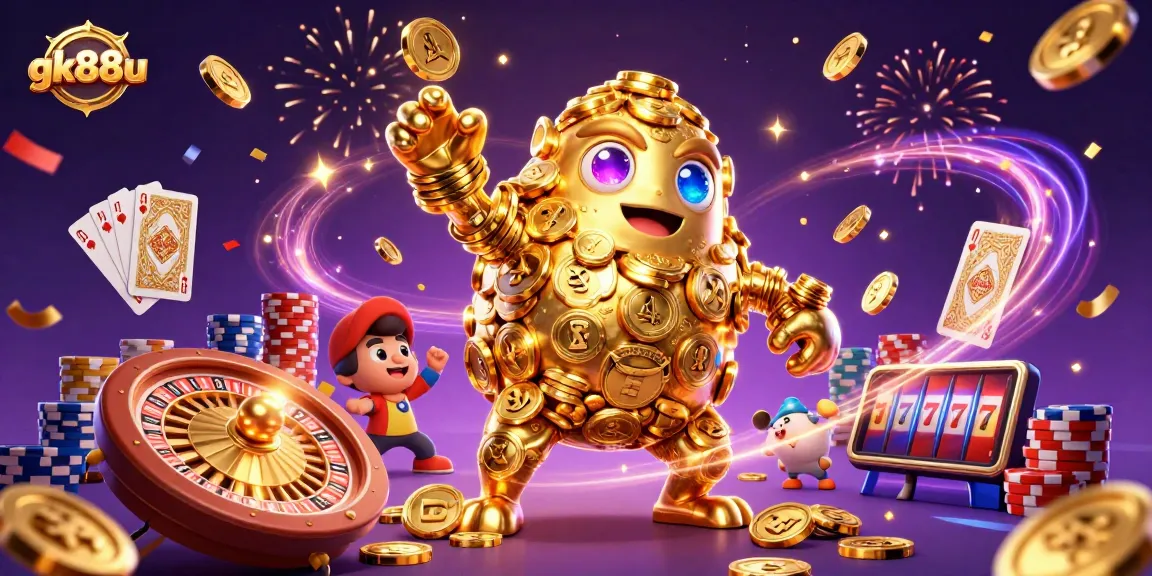 Experience exciting gaming at gk88u with dynamic golden golem and vibrant casino elements.