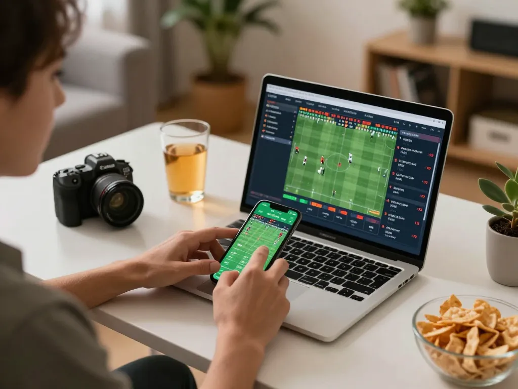 Betting on 78win, a player engages in sports wagering from a cozy home setup.