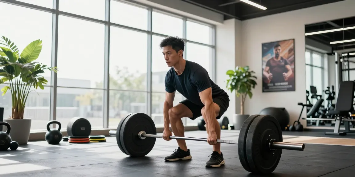 Vertrauter Athlet im Selliza Shop Fitnessstudio beim Heben von Gewichten, umgeben von hochwertigem Equipment.