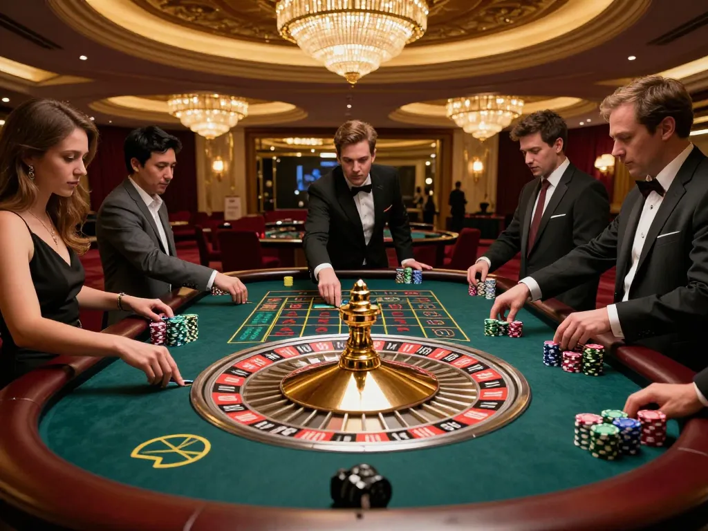Experience the thrill of cm88 with players engaged at the roulette table, showcasing elegant casino gaming.