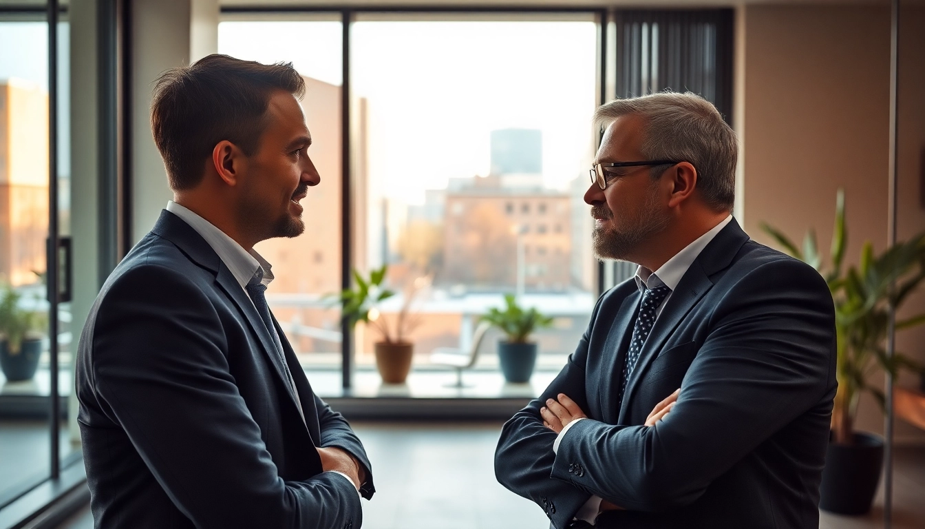 Professioneller Headhunter Düsseldorf führt Bewerbungsgespräch im modernen Büro.