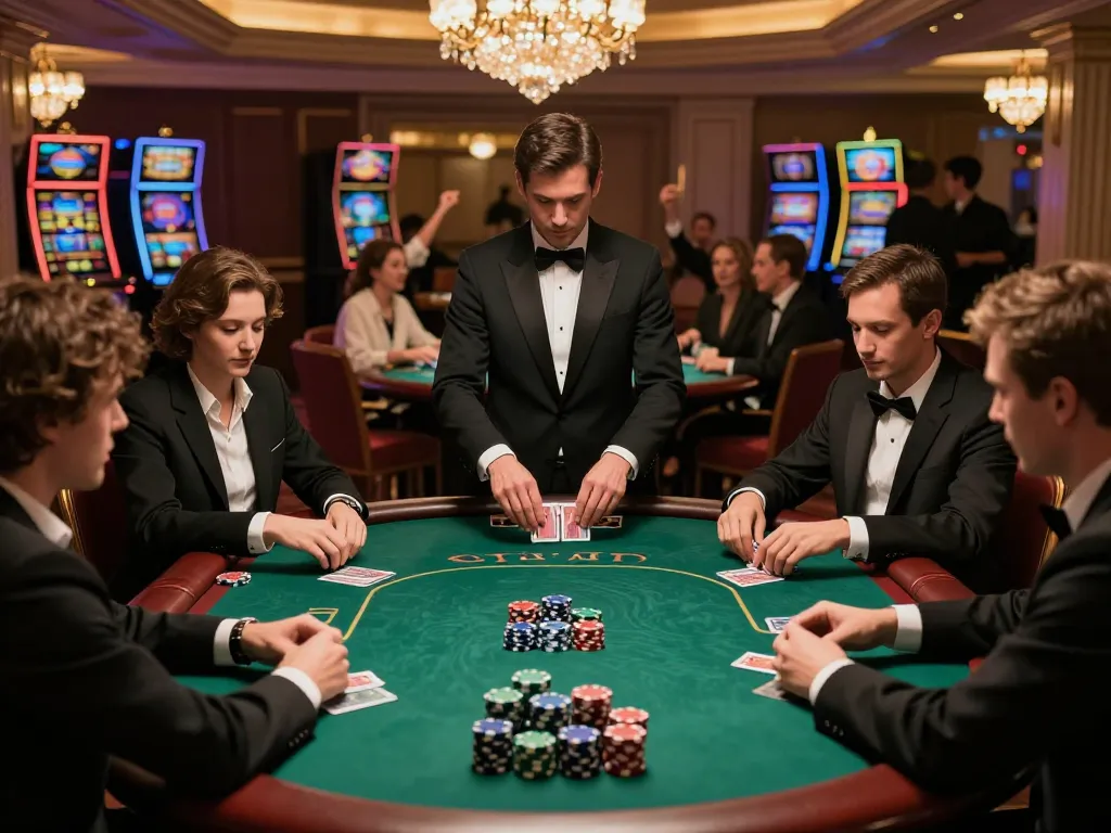 Dynamic play of poker at the casino, featuring the LLWIN Function in strategic betting.