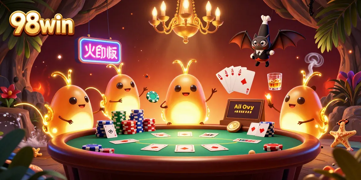 Experience the enchanting 98win cave casino as glowworms illuminate the tables and a bat dealer engages players.