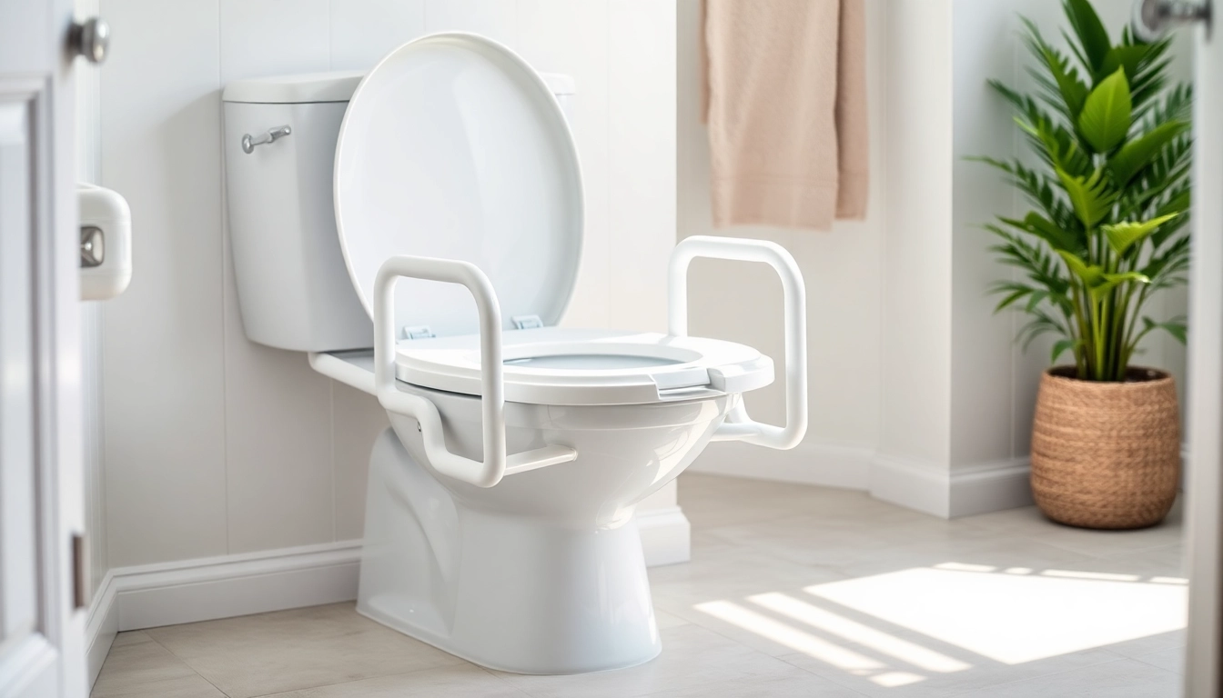Aufstehhilfe für Toilette zeigt ergonomisches Design in einem hellen Badezimmer.