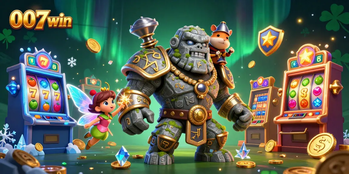Spin and win at 007win with a magical golem, a fairy, and a hamster knight!