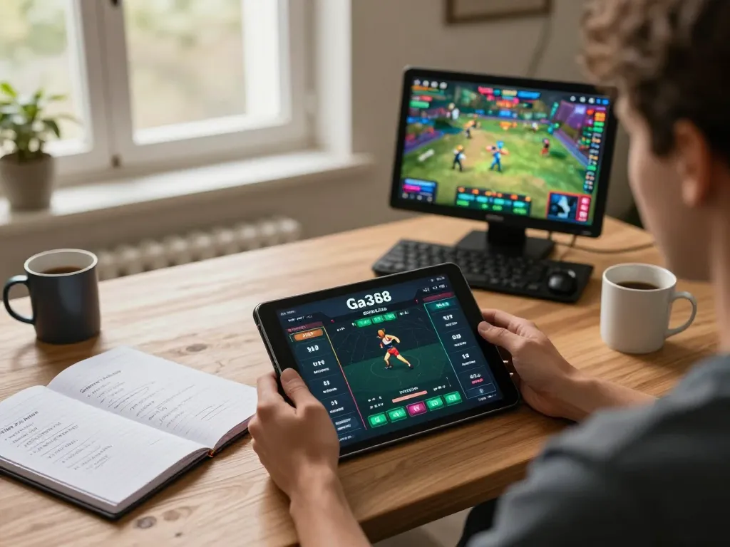 Experience live betting on Ga368 from a cozy home gaming setup with tablet and strategy notes.