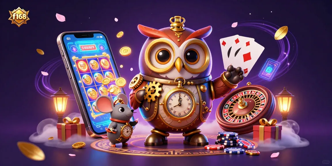 Engage in thrilling gaming experiences with f168 in a vibrant, richly detailed casino illustration.