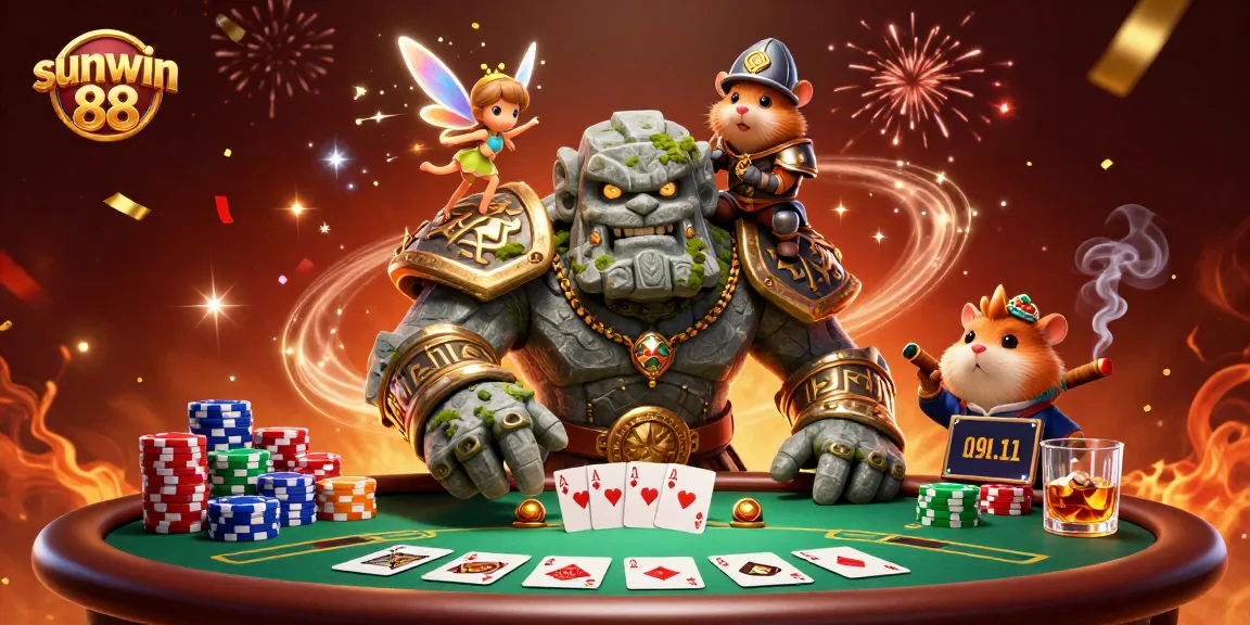 Experience thrilling wins at sunwin 88 with a vibrant fantasy casino scene featuring unique characters and dynamic gameplay elements.