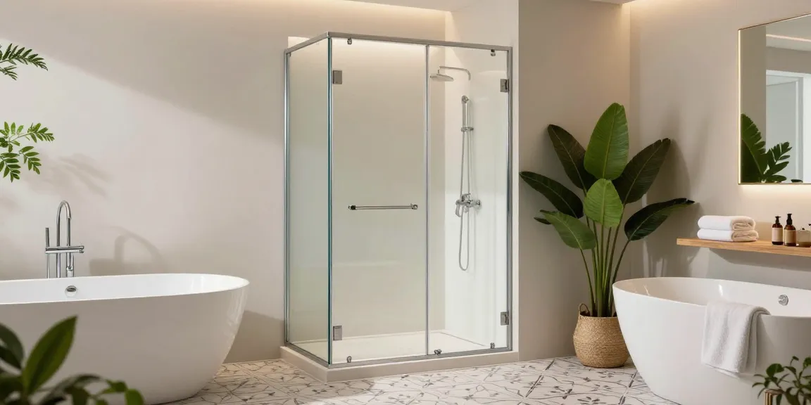 Moderne douchecabine 90x90 in een moderne badkamer met stijlvolle decoratie.