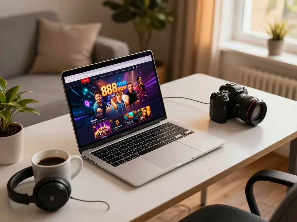 Engage with the 888new online casino interface from a cozy gaming setup at home.