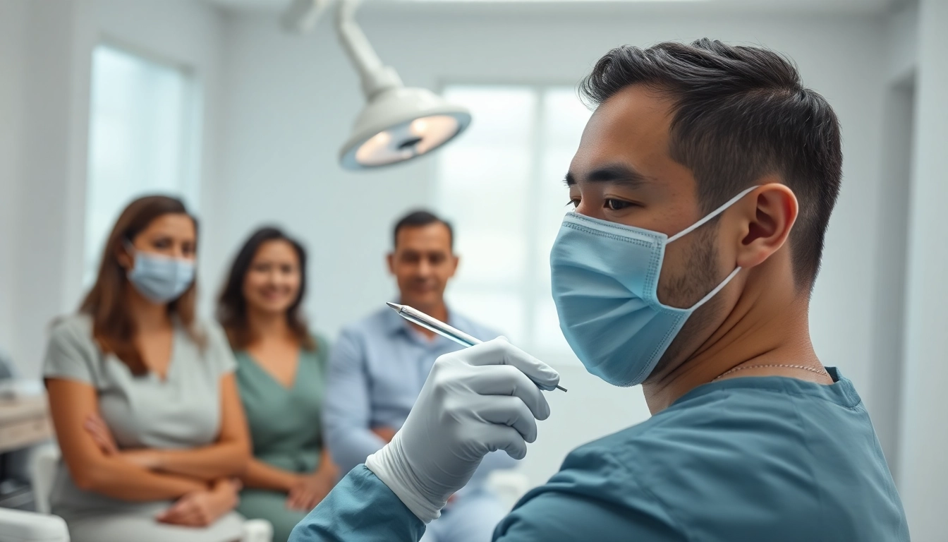 Skilled surgeon demonstrating hair transplant london procedure in a modern clinic.