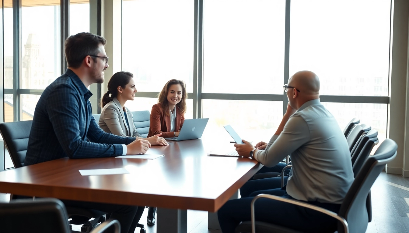 Personalvermittlung in a modern office setting showcasing a recruiting consultant engaging with candidates.