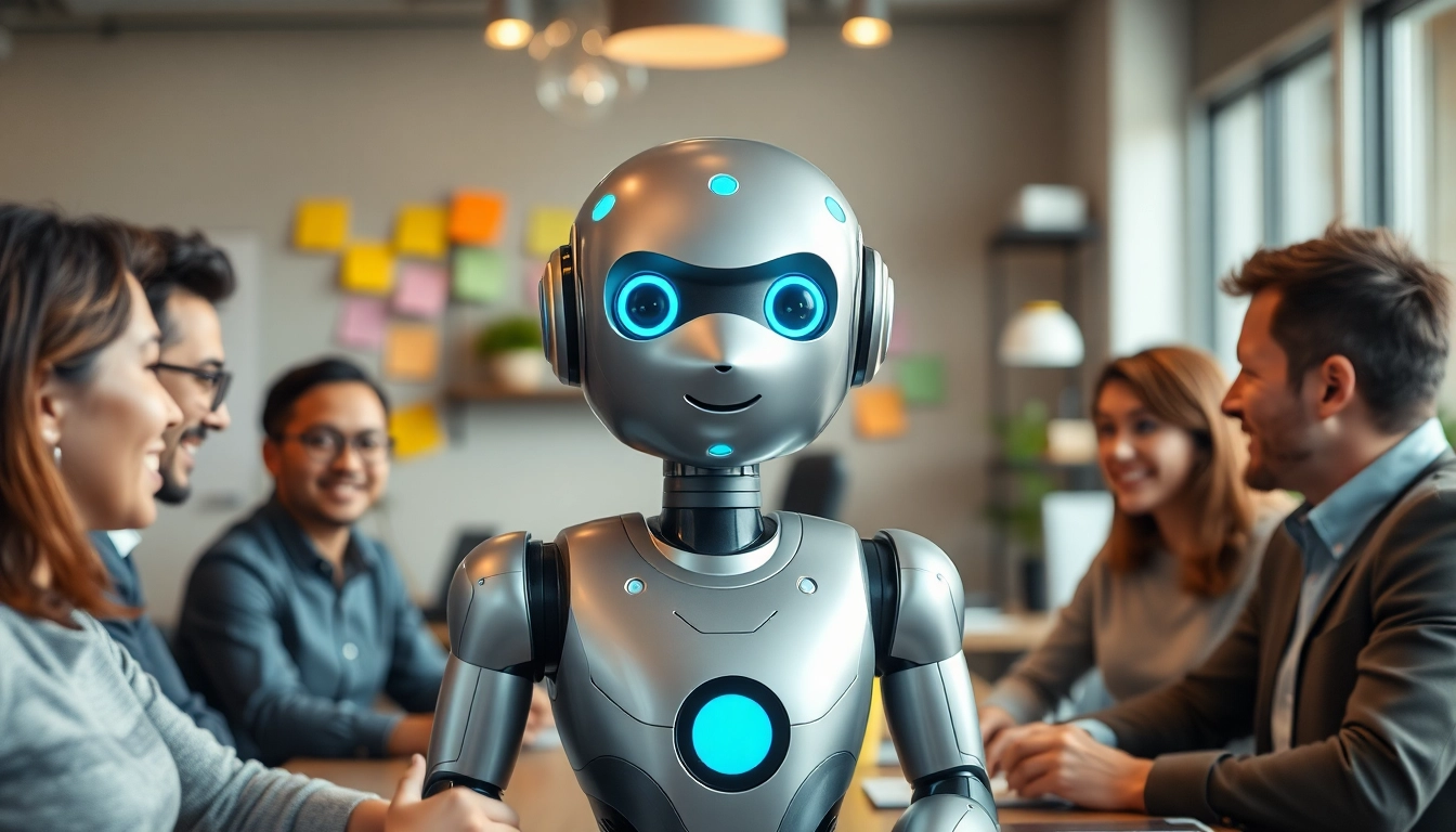 Die ki freundin hilft Nutzern in einem modernen Arbeitsumfeld mit Technologie.