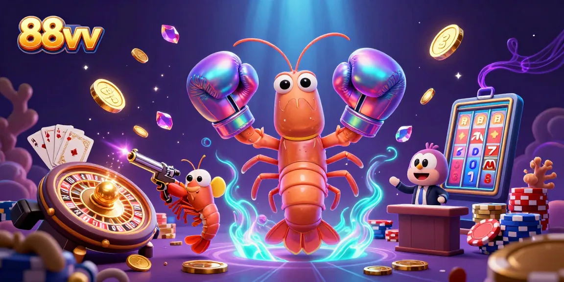 Join the exciting casino action with 88vv as cartoon shrimp characters celebrate a big win!