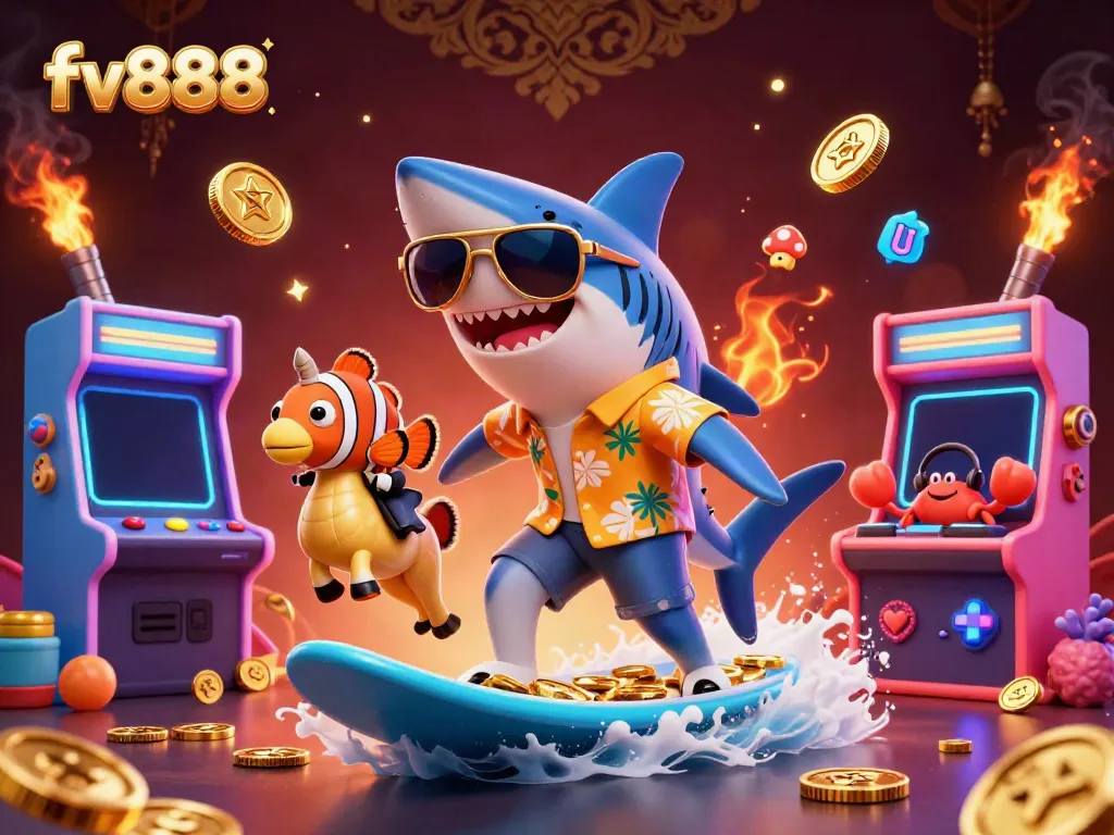 Experience thrilling gaming action with vibrant characters at fv888, set against luxury backgrounds and rich details.