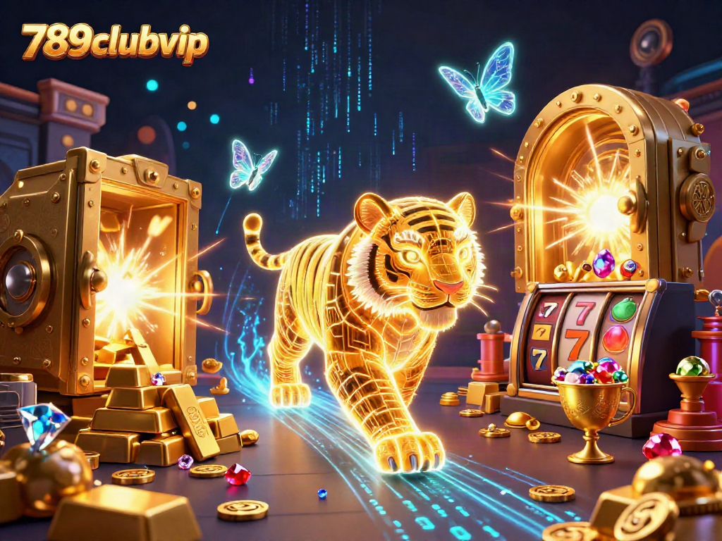 Experience the magical digital casino of 789clubvip with neon elements and treasure galore.