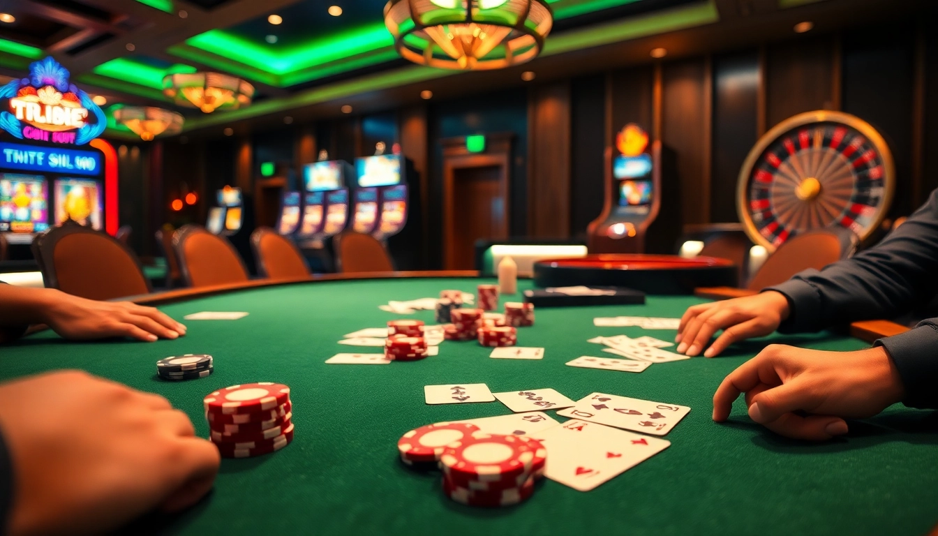 Experience high-stakes poker action at TR88's vibrant casino table environment.