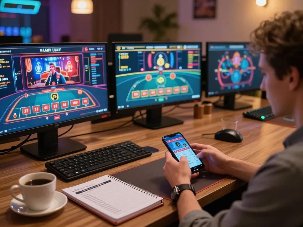 Engaging with the casino app while enjoying 566 beauty in a cozy gaming setup, highlighting responsible gaming practices.