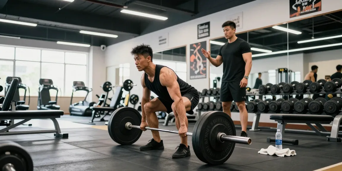 Bodybuilder performing a deadlift at the Anabolika Shop gym, showcasing strength and dedication to fitness.
