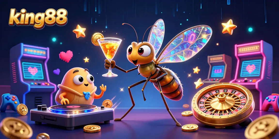 Experience vibrant gaming with king88's 3D casino scene featuring unique characters and action-packed elements.