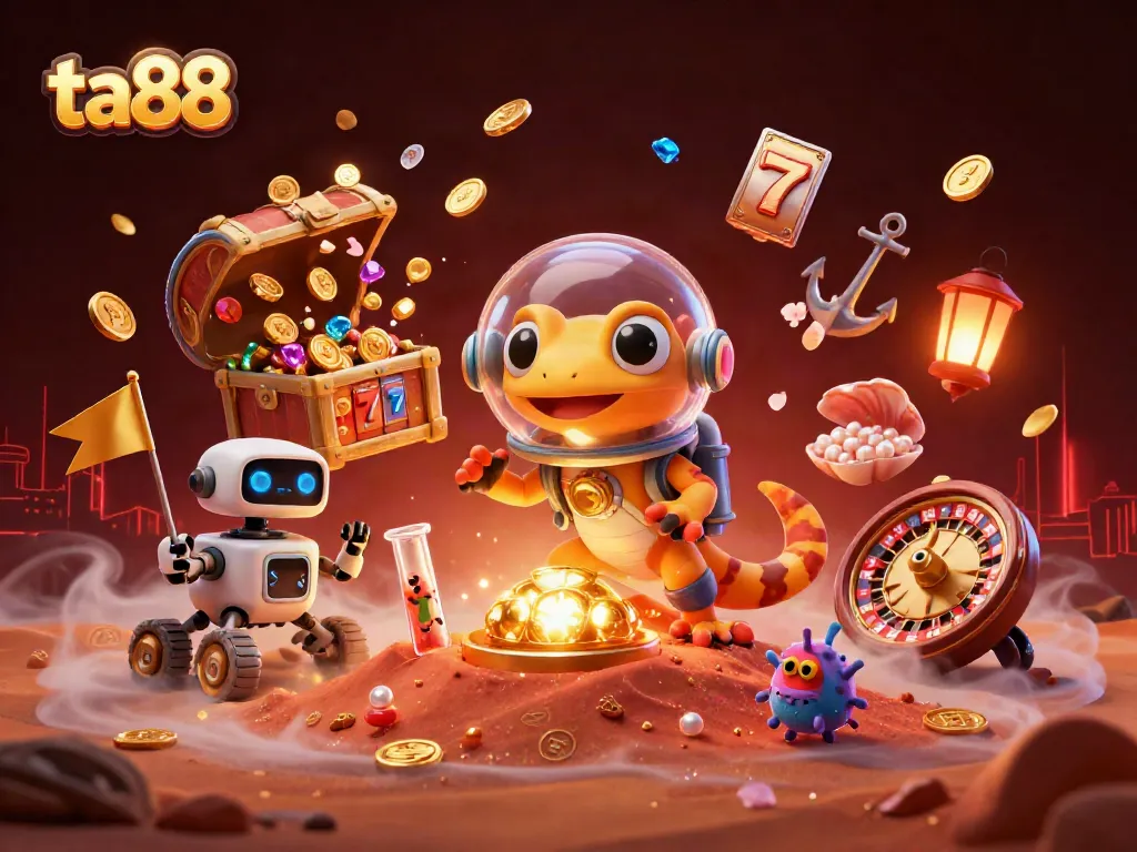 Experience winning at ta88's vibrant 3D casino scene filled with dynamic elements and excitement.
